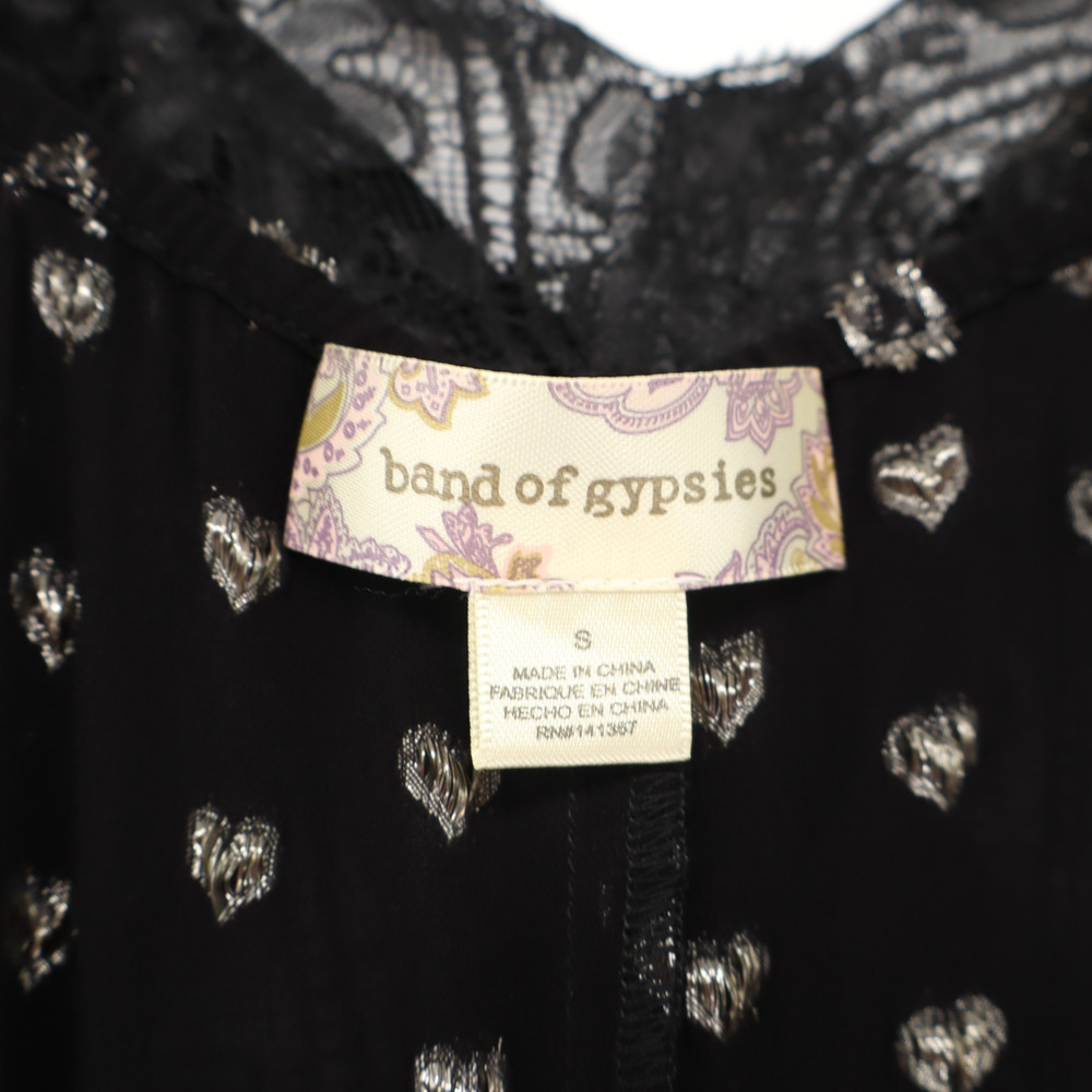 Band of Gipsies Black Lace Slip Dress Midi Whimsigoth Vamp Sheer Metallic Sz S - Picture 5 of 6